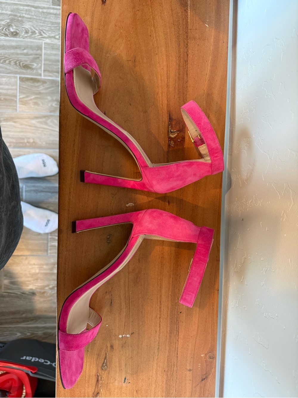 Stuart Weitzman Hot Pink Suede Stiletto Ankle-Strap Heels